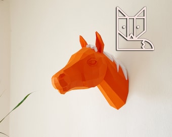 Horse Trophy, Papercraft Horse template, 3D Puzzle, diy horse, Paper horse