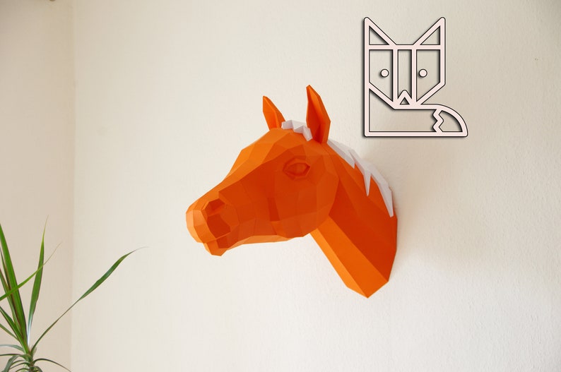 Horse Trophy, Papercraft Horse template, 3D Puzzle, diy horse, Paper horse image 1