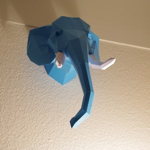 Trophy Elephant Craft Sheet The Big Five DIY papercraft sculpture murale géométrique à fabriquer soi-même image 4