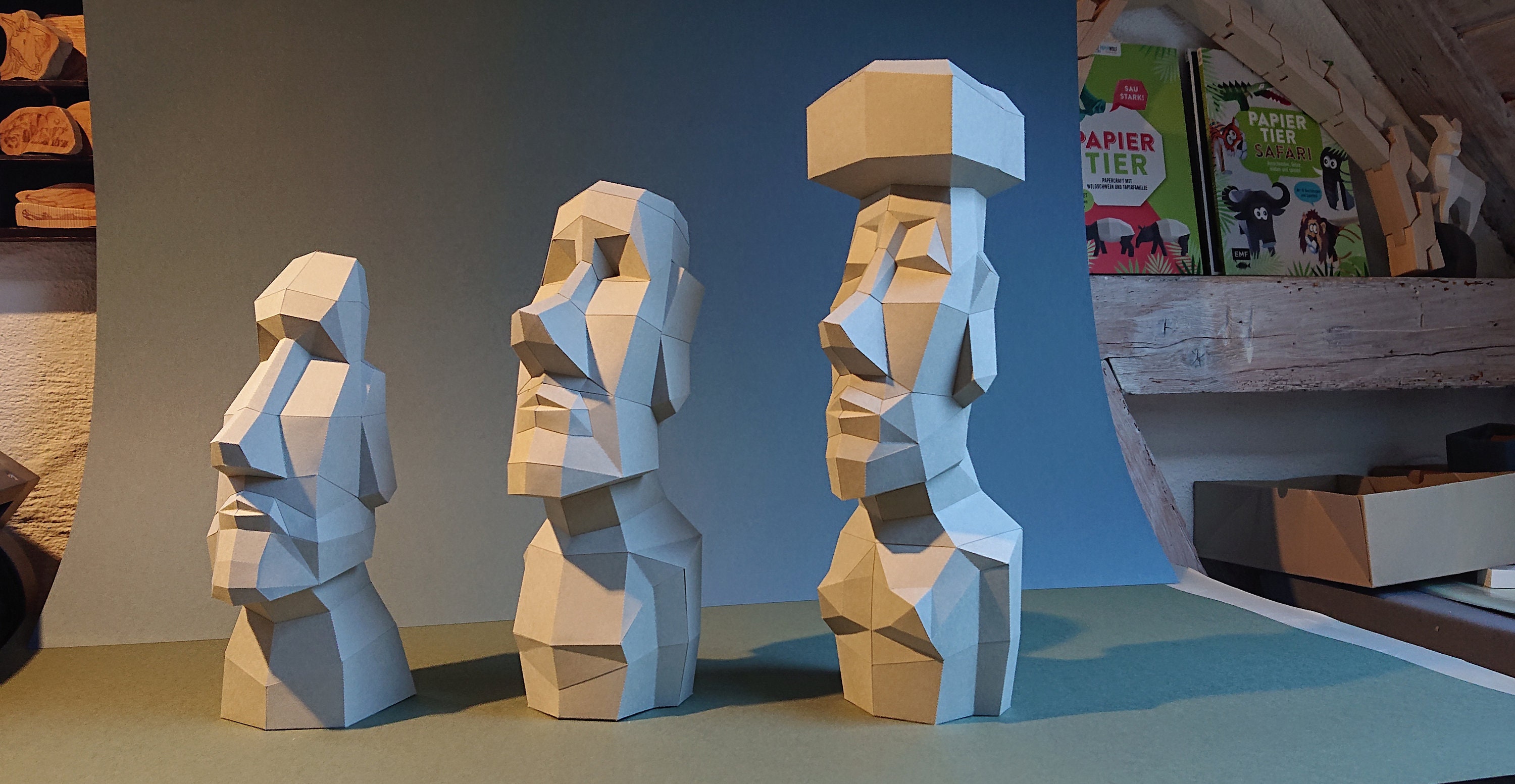 Moai Statues Easter Island 3Pcs Folding Mini 3D Paper Model Papercraft DIY  Art Origami Building Kids Adult Craft Toys QD-122 - Realistic Reborn Dolls  for Sale
