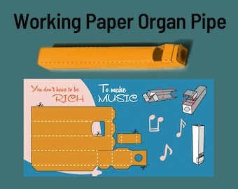 Postcards with a working organ pipe - paper whistle DIY kit - You dont have to be rich to make music