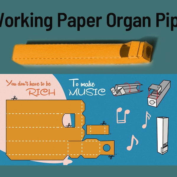 Postkarte mit funktionierender Pfeife als Bausatz - Orgelpfeife aus Papier, Papierorgel DIY - Man muss nicht reich sein