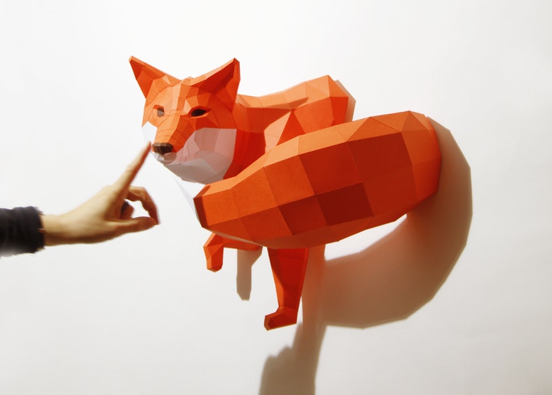 Little Fox Design Sculpture, DIY papercraft kit by Paperwolf image 8