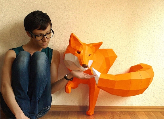 Grosser Fuchs Papierskulptur Wanddesign Projekt