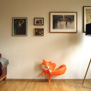 BIG Orange Fox sculpture DIY Paperwolf Paper Fox image 6