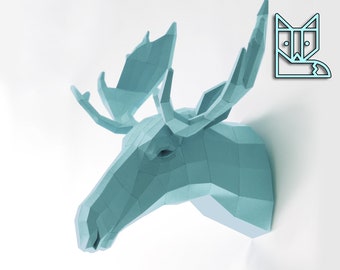 Fake Trophy Moose / Elk, Wall trophy Moose, Sweden fan, Papercraft Template