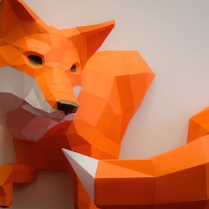 Little Fox Design Sculpture, DIY papercraft kit by Paperwolf image 6