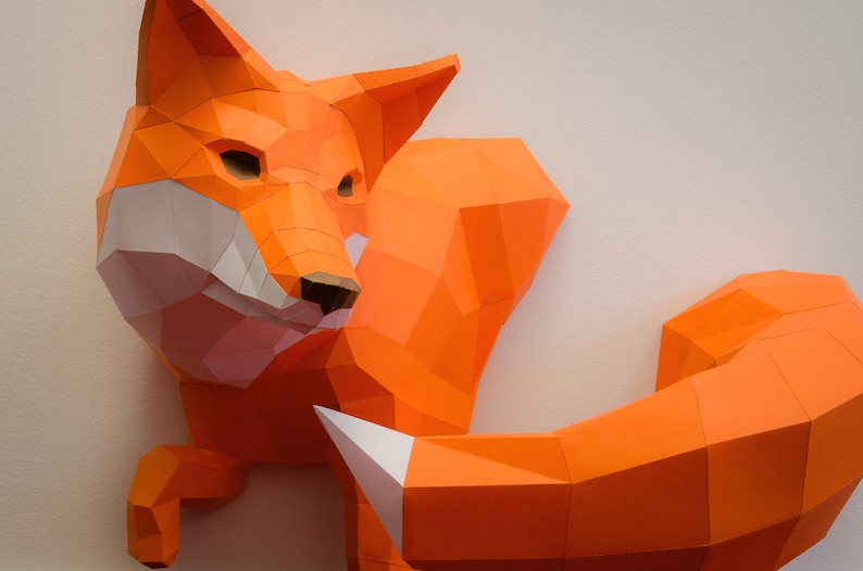 Little Fox Design Sculpture, DIY papercraft kit by Paperwolf image 6