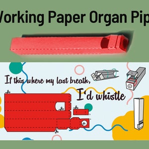 Carte postale avec la pipe de travail comme kit - Pipe d’organe de papier, DIY d’organe de papier - Dernier souffle