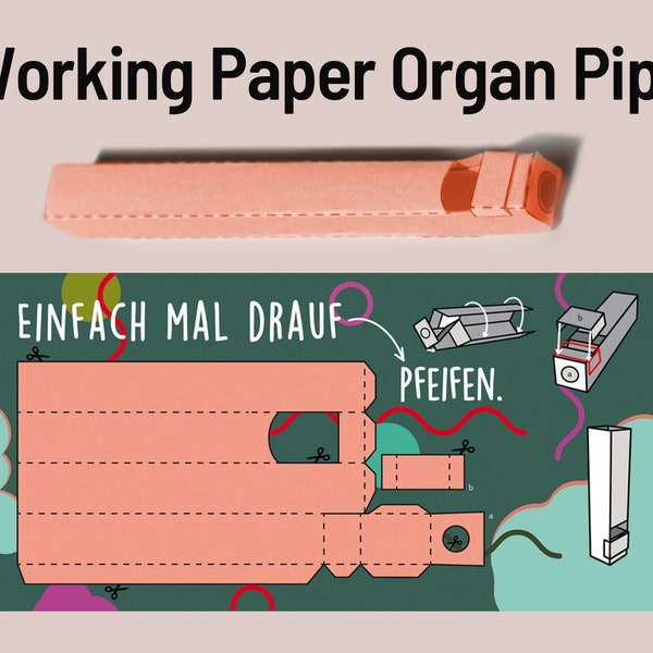 Postkarte mit funktionierender Pfeife als Bausatz - Orgelpfeife aus Papier, Papierorgel DIY - Einfach mal drauf pfeifen