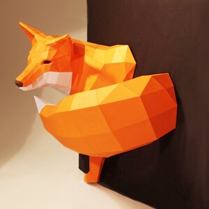 BIG Orange Fox sculpture, DIY, Paperwolf Paper Fox image 3