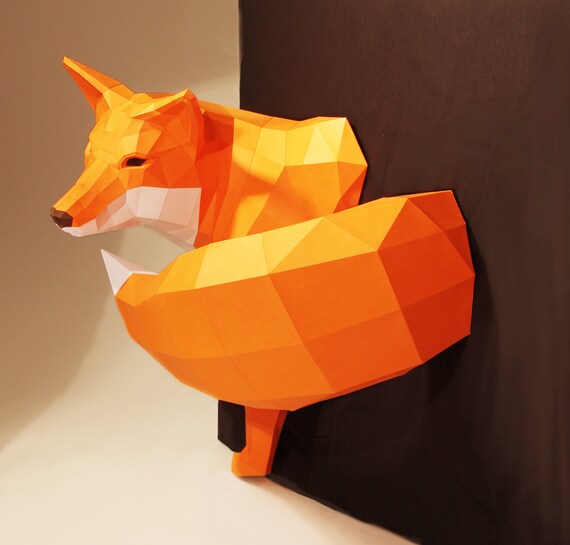 Grosser Fuchs Papierskulptur Wanddesign Projekt
