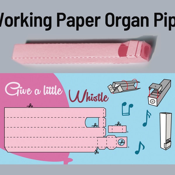 Postkarte mit funktionierender Pfeife als Bausatz - Orgelpfeife aus Papier, Papierorgel DIY - Meld dich mal wieder