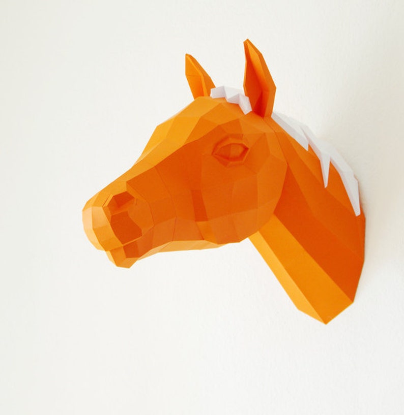 Horse Trophy, Papercraft Horse template, 3D Puzzle, diy horse, Paper horse image 2