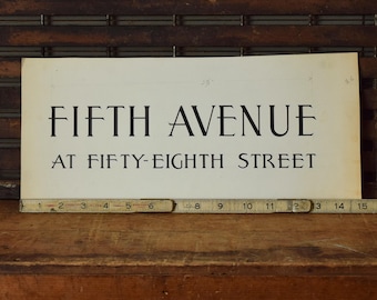 Original Advertising Artwork Sign. Vintage Handlettered Retro Font Fifth Ave NYC 1950s MCM Midcentury Wall Art Ad Agency Illustrator Gift