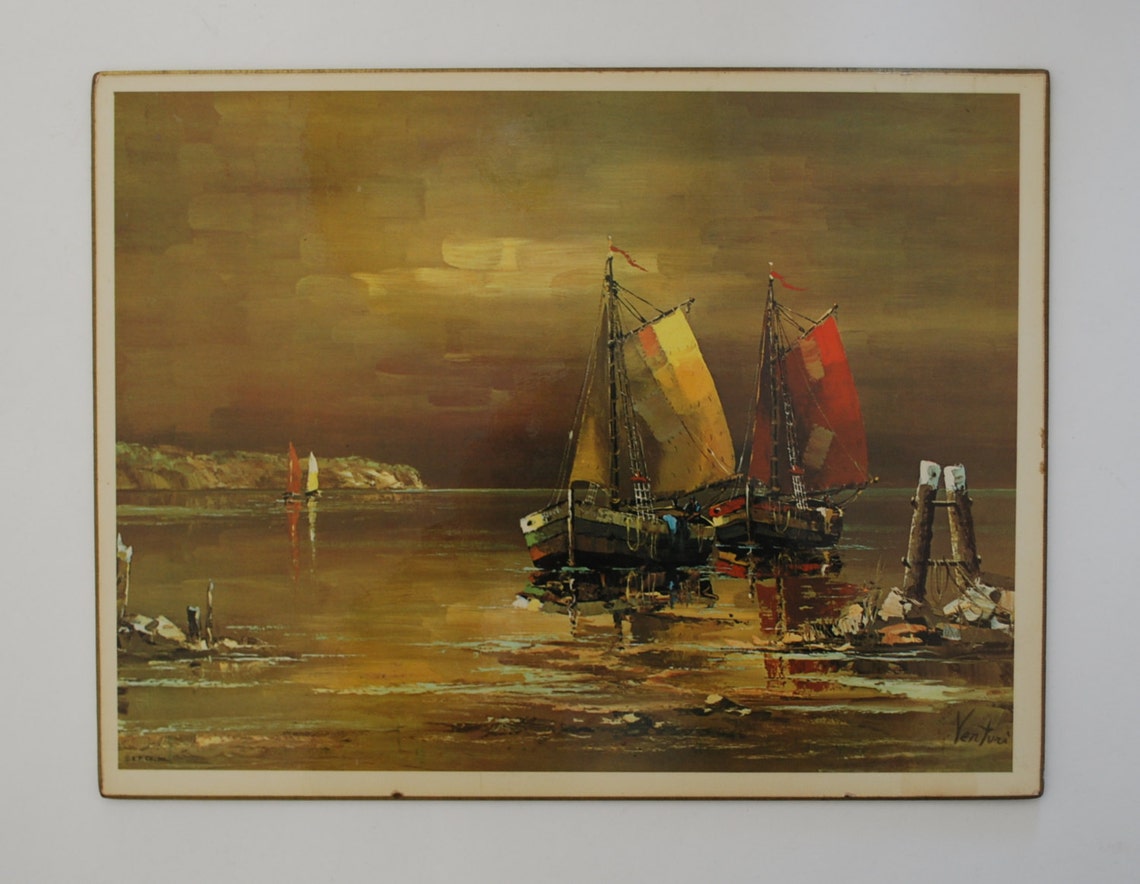 Nautical Decor Wall Art Vintage Sailboat Print. Painting by Etsy