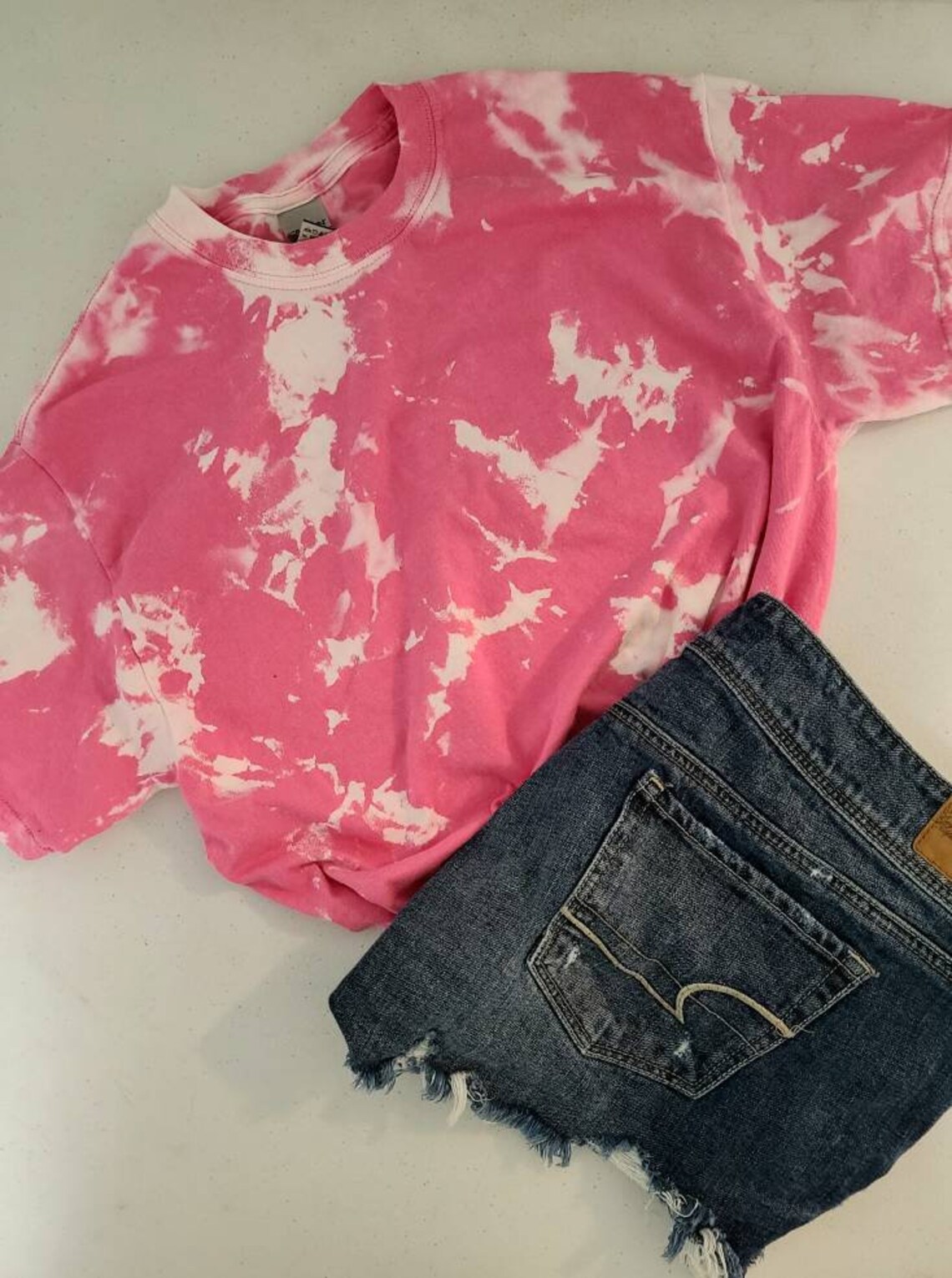 Pink bleached shirt / purple bleached shirt / cyan bleached Etsy