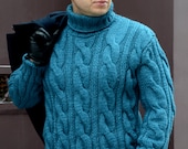 Fisherman mens knit sweater Cable knit sweater Gift for men Hand knit sweater Christmas men gift Christmas gift ideas Gift for him