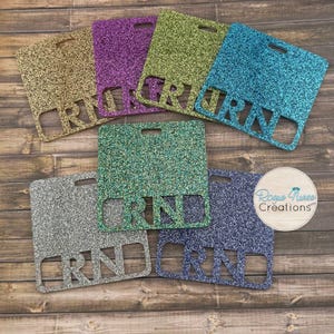 Glitter Acrylic Badge Buddy, RN Badge Tag, Nurse Badge Hanging Name Tag Badge Buddy, RN Credentials Badge Buddy, Personalized Badge Buddy