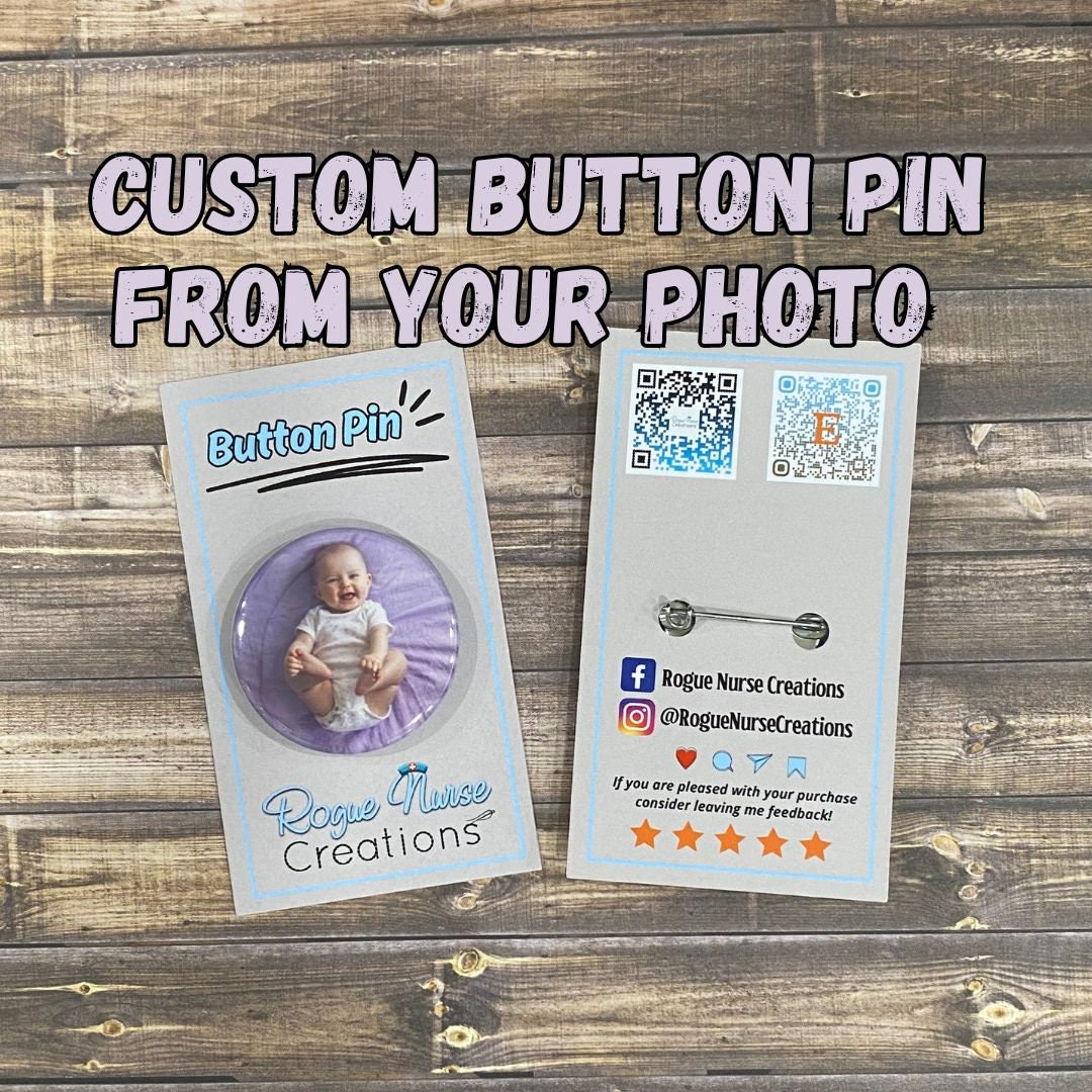 Custom Photo Button Style Pin, Personalized Button Pin, Backpack Pin ...