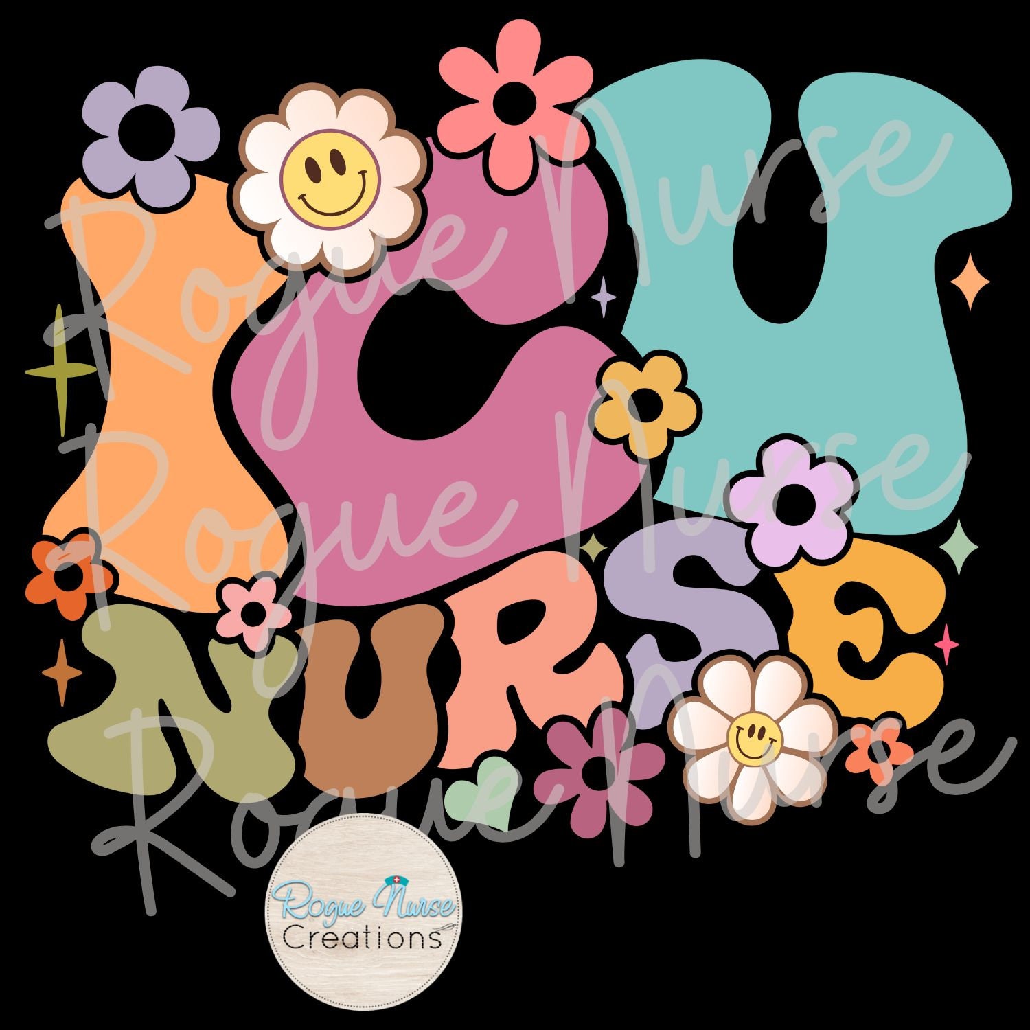 Critical Care Lettering ICU Nurse Graphic T-shirt, Colorful Lettering, Graphic T-shirt for ...