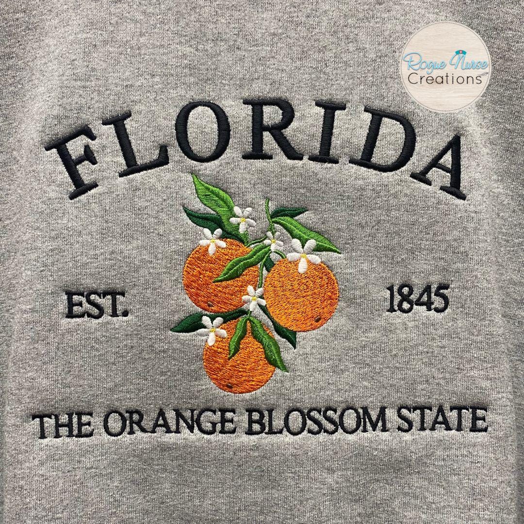 Florida Established 1845 the Orange Blossom State Embroidered