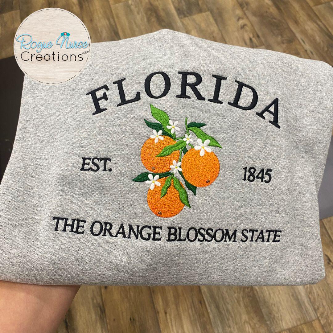 Florida Established 1845 the Orange Blossom State Embroidered