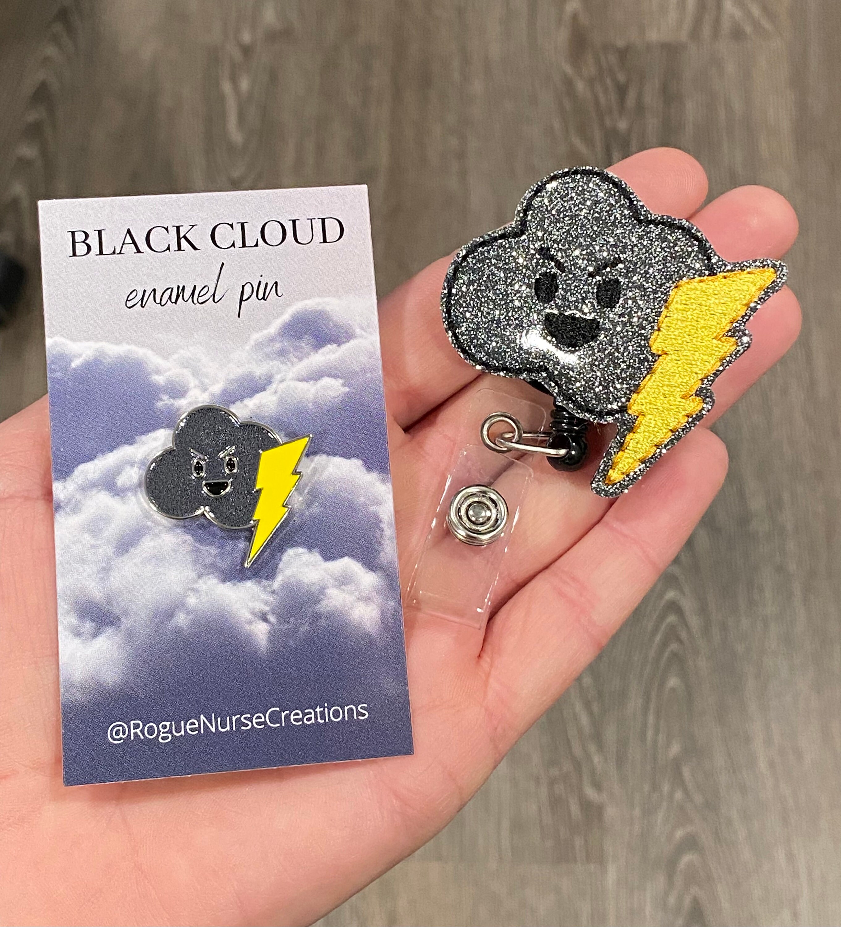 Buy Certified Black Cloud Funny Nurse Badge Reel, Night Shift