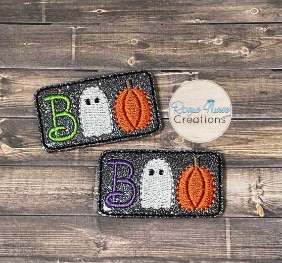 Charcoal Black Glitter BOO Halloween/harvest Festival Retractable Badge Reel  With a Ghost and Pumpkin -  Canada