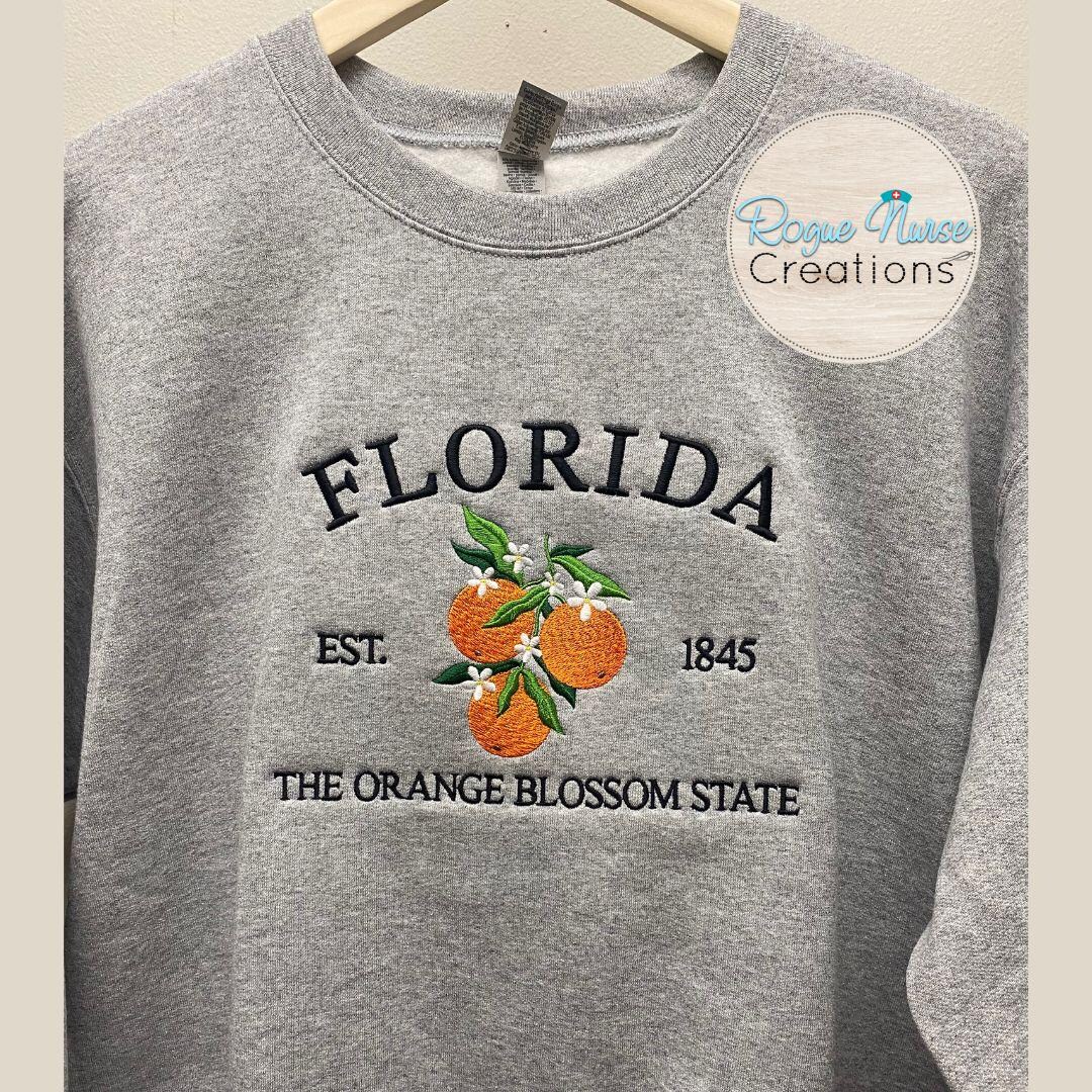 オレボレブラ♥️総柄　半袖チュニック　ストライプ襟　LOVE AND PEACE Florida Established 1845 the Orange Blossom State Embroidered