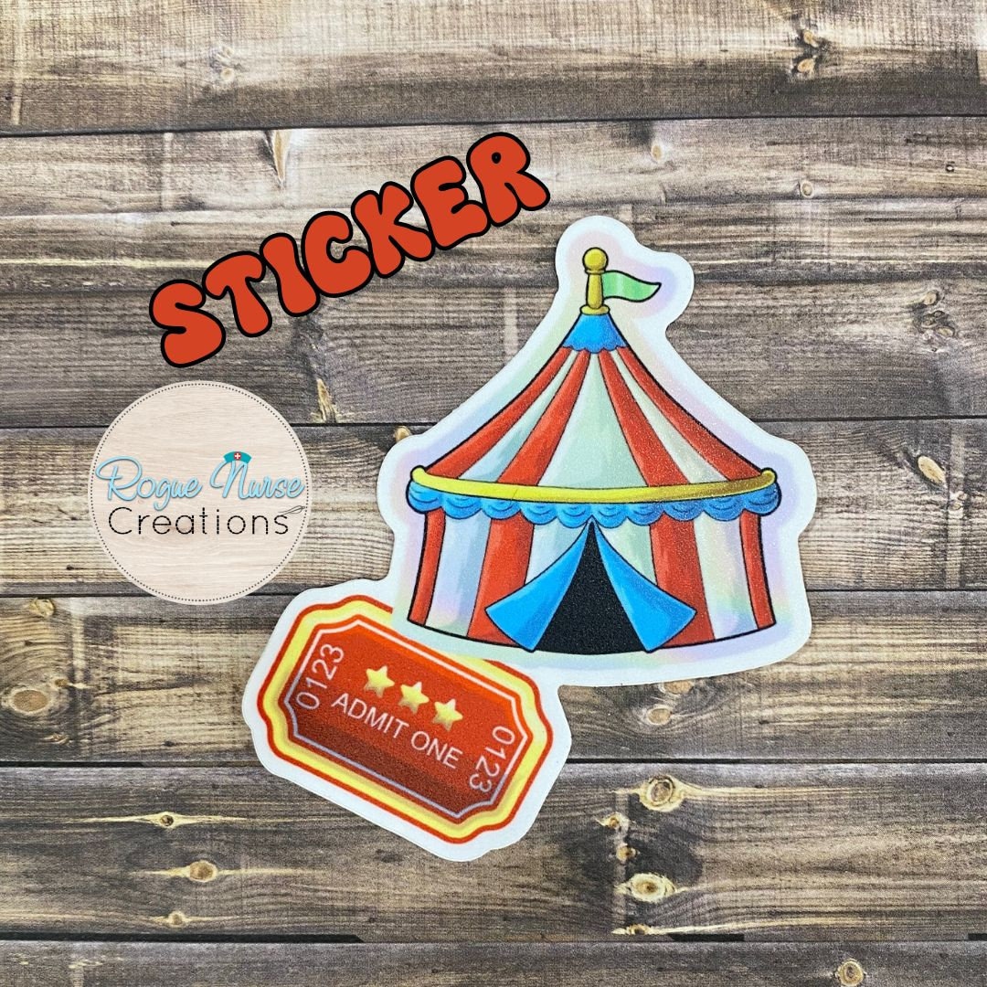 Circus Tent Matte Vinyl Sticker, Colorful Healthcare Staff Sticker