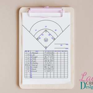 Baseball/Softball Dugout Roster with Positions (3 Outfielders) & FREE BONUS Digital