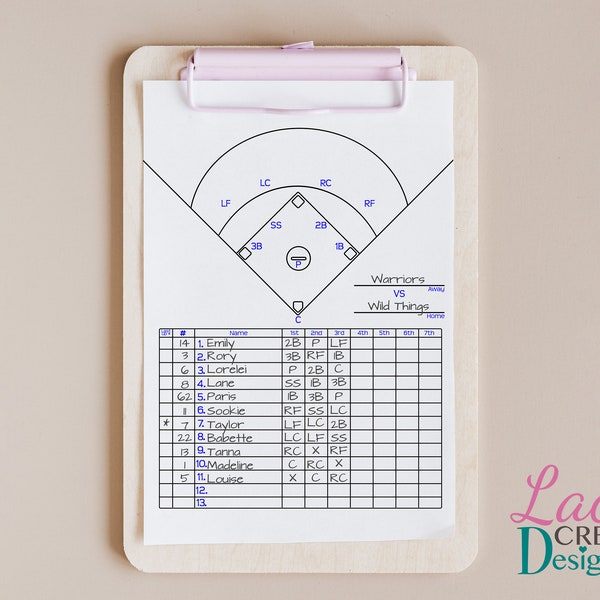 Softball Dugout Roster with Positions & FREE BONUS Digital