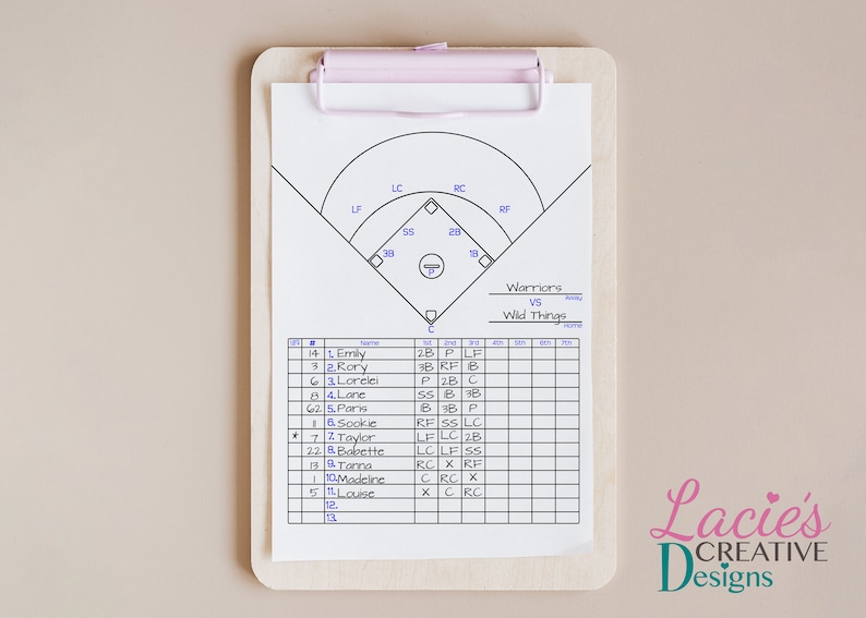 Softball Dugout Roster With Positions & FREE BONUS Digital Etsy