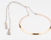 ON SALE, Gold Choker Necklace, Tassel Jewelry, Tassel Pendant, Collar necklace, Back Necklace, Gold Choker