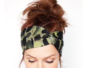 FREE SHIPPING Modern Camo Turban Headband Kakhi Headband Camo Headband Green Headwrap Headband Women Turban Headband Black Headband Nurse