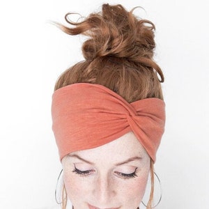 FREE SHIPPING - Terra Cotta Turban Headband - Coral Headband Workout Headband Yoga Headband Headwrap Hairwrap Women hair accessories Nurse
