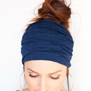 FREE SHIPPING Navy Wide Headband Yoga Headband Boho Headband Running Headband Womens Hair Accessories Dark Blue Headwrap Head Wrap Hair Wrap