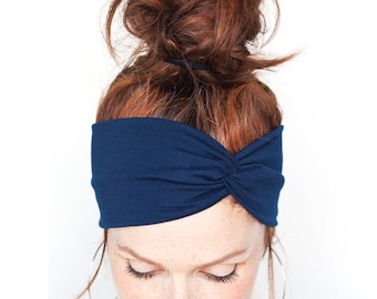 FREE SHIPPING Navy Turban Women Turban Headband Navy Headwrap Blue Headband Twist Headband Women Dark Blue Turban Headband Women Headband