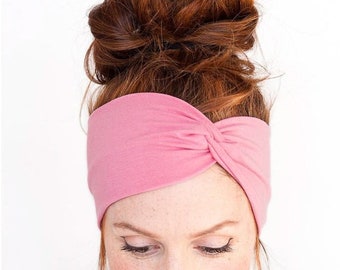 FREE SHIPPING - Soft Pink Headband - Yoga Headband Womens Headband Workout Headband Turban Headband Twist Headband Pink Headwrap Hair Scarf