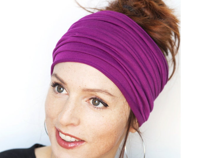 Magenta Headband Wide Headband Yoga Headband Boho Headband Running