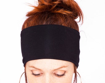 FREE SHIPPING Namaste Yoga Headband - Black Headband Workout Headband Running Headband Nonslip Headband Black Head wrap Black Nurse Headband