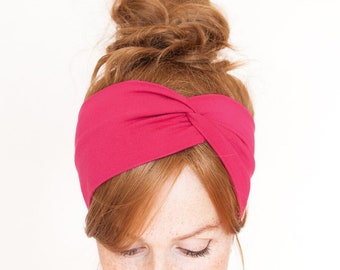 FREE SHIPPING - Magenta Turban Headband  Twist Headband Yoga Headband Boho Headband Running Headband Womens Hair Accessories Large Headwrap