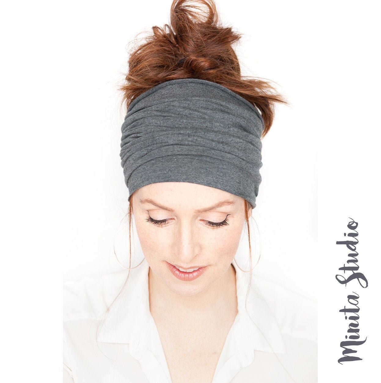 Dark Gray Headband Wide Headband Yoga Headband Boho Headband Running …
