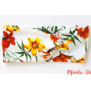 FREE SHIPPING Hibiscus Flower Headband Flowery Headwrap Yoga Headband Women headband Turban Headband White Headband Workout Headband image 2