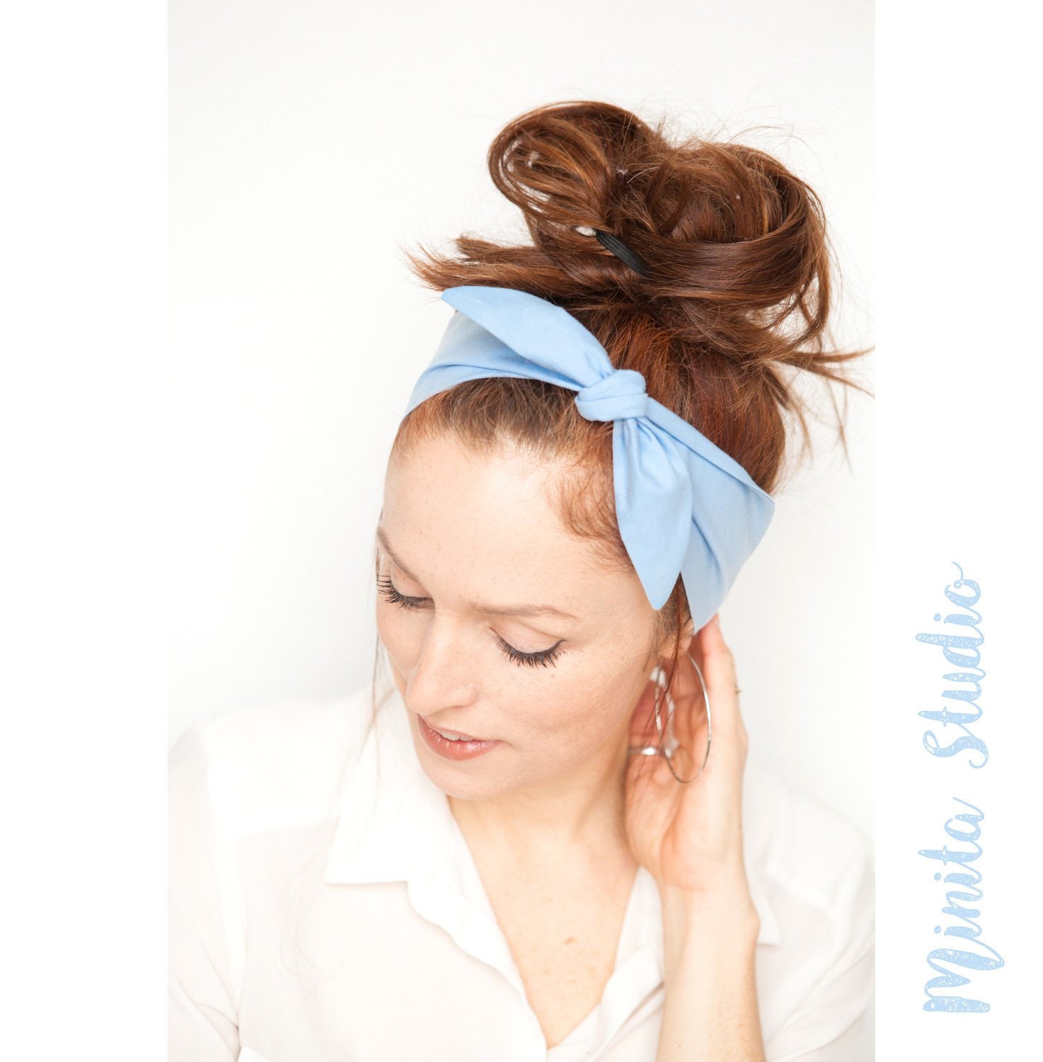 Light Blue Headband Tie up Headband Light Blue Hair Scarf Etsy