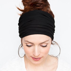 FREE SHIPPING Black Headband Wide Headband Yoga Headband Boho Headband Running Headband Womens Hair Accessories Black Headwrap Head Wrap image 2