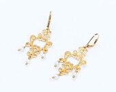 60% OFF Pearl Earrings - Gold Earrings - Sterling Silver Earrings - Wedding Earrings - Elegant Dangle Earrings Gift - Earrings For Women