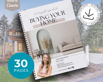 Real Estate Home Buying Guide | Real Estate Canva Template | Real Estate Marketing | 30 Editable Pages