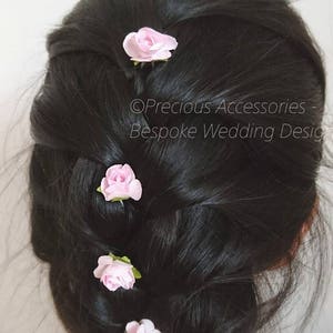 Pink Flower Girls Wedding Bridesmaids hairpins set of 5, Brides // Proms // Bridal Accessories // Hair Accessories // Weddings image 4